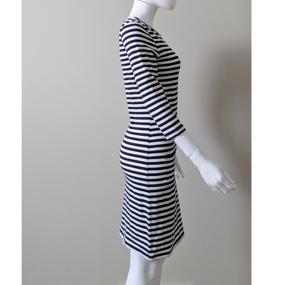 Striped Navy T-shirt Dress with Pockets - Picture 4 of 9